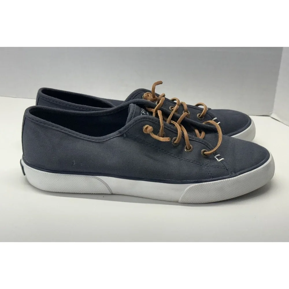 Sperry Top-Sider Seacoast‎ Women's Bluish Gray Canvas Boat Shoes Sz 8M Nautical